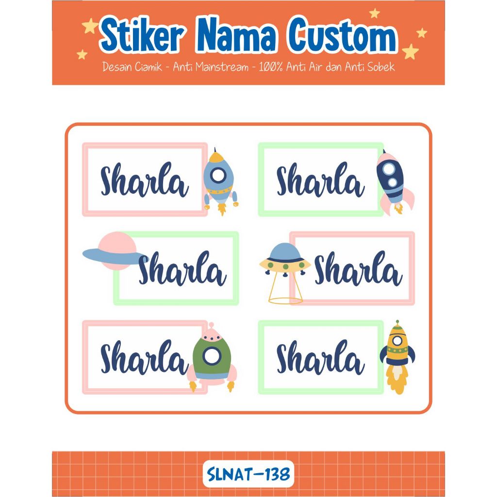 

Infinity Label Stiker Nama Anak Tas Sepatu Buku Sekolah Baju Botol SLNAT-138 Desain Anti Mainstream 2x4cm Waterproof 42pcs