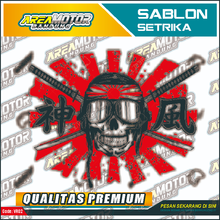 

Print sablon DTF/cetak sablon DTF/sablon setrika siap press 1 sisi Tema SKULL WARIOR Uk A4 / A3