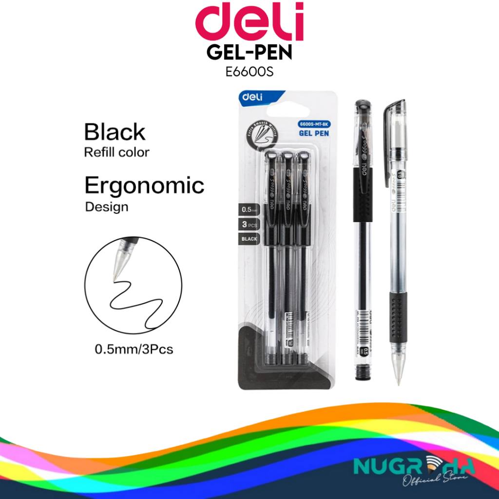 

Pulpen DELI Daily Gelpen 0.5mm - 6600S - Hitam