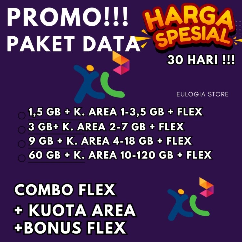 TERMURAH PAKET DATA KUOTA XL 3G, 5GB, 6GB, 15GB, 60 GB Promo