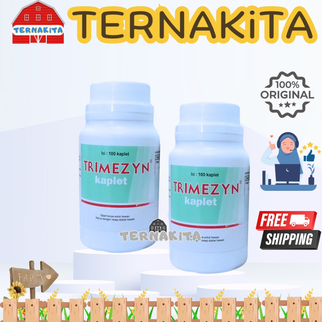 TRIMEZYN KAPLET 100 KAPSUL - Obat Pilek Ngorok Pulorum Ayam Pneumonia Babi
