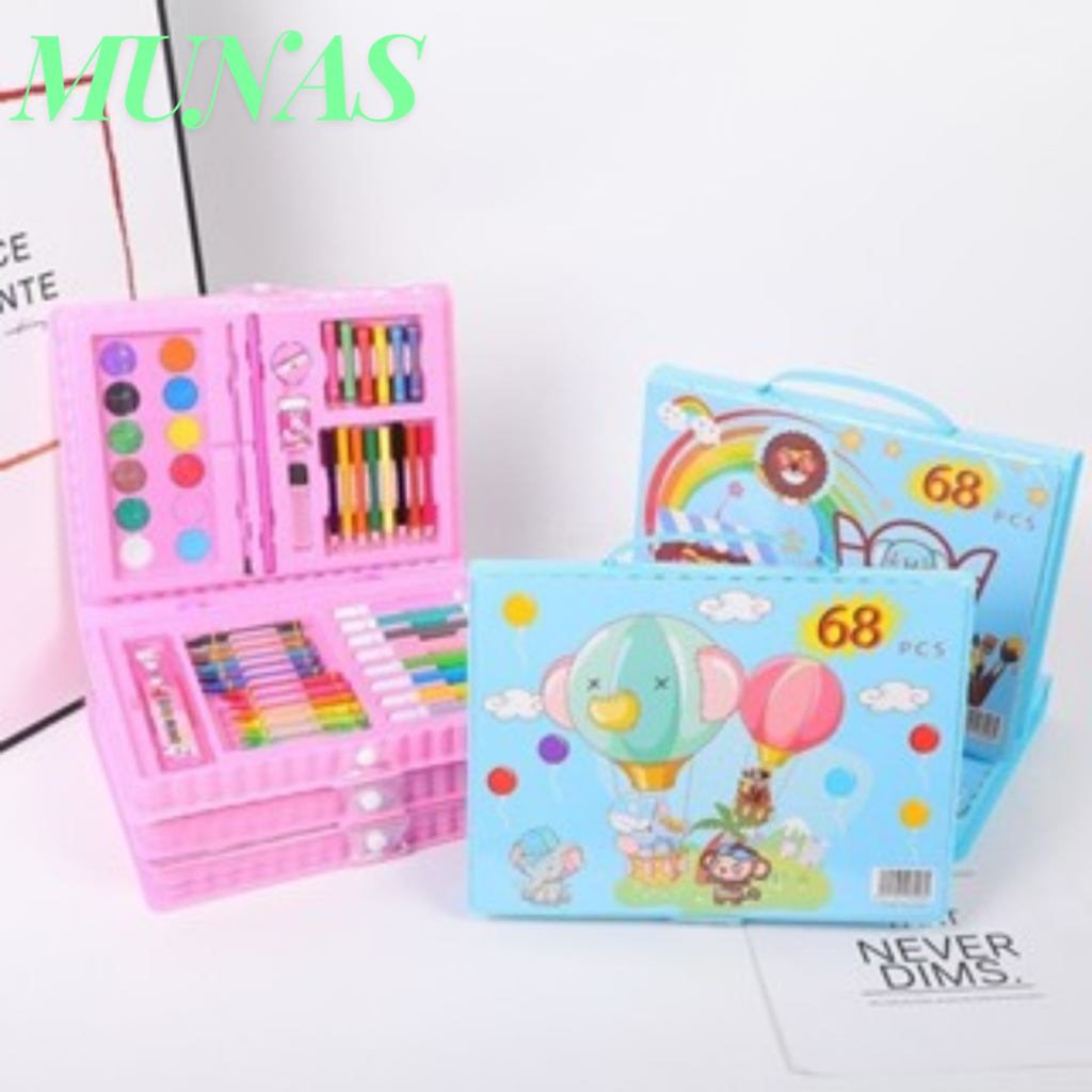 

MUNAS Drawing Set 68Pcs Oil Pastel Crayon 68 IN 1 Set Krayon Mewarnai dan Melukis Lengkap dengan Cat Air Alat Mewarnai Anak Anak Bentuk Koper