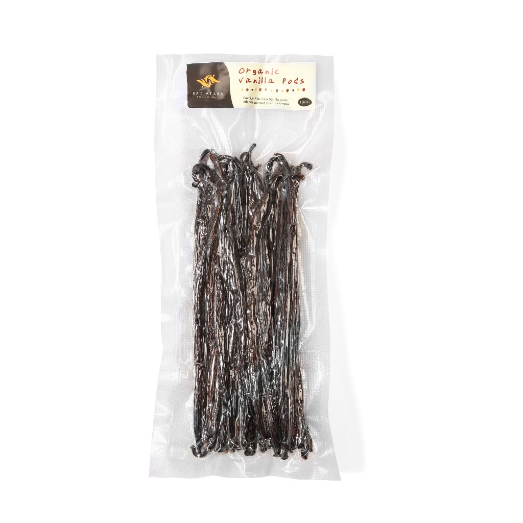 

Radjatara Organic Planifolia Vanilla Beans Premium Quality Grade A 100 gr 100 gr 100 gram