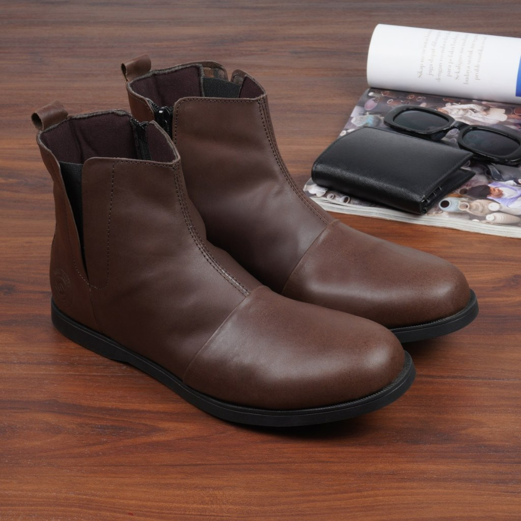 Sepatu Bikers Pria Wanita Sauqi Lucido Boots Tanpa Tali Keren Outdoor Nongkaffe