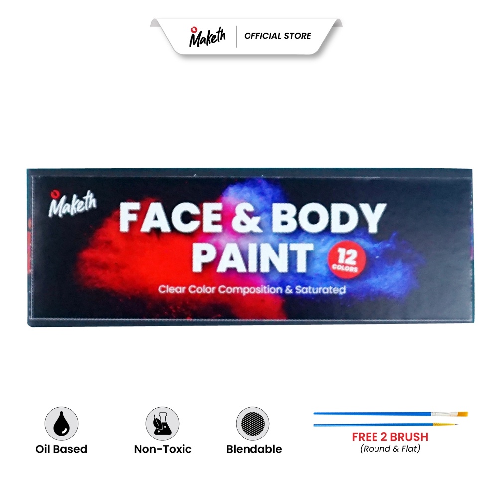 

KODE E16N Face Painting Cat Wajah Kulit Muka Body Painting 12 Warna INCLUDE KUAS PTK MAKETH