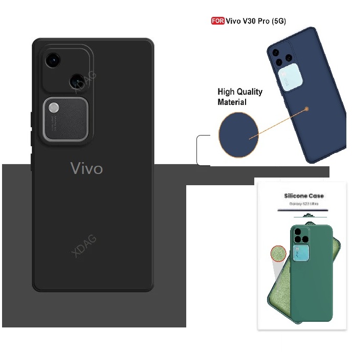 New  TPU SILICONE Case - Soft Touch VIVO V30 V30 PRO Leather Cover - Official, Shock-Absorbent Black