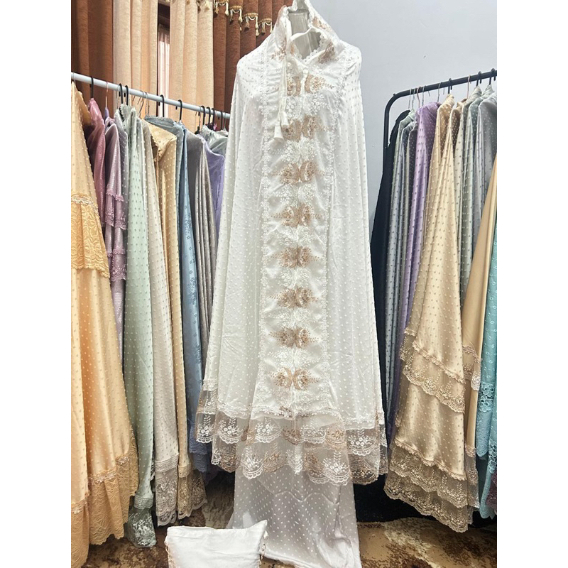 Mukena silky uragiri renda twotone