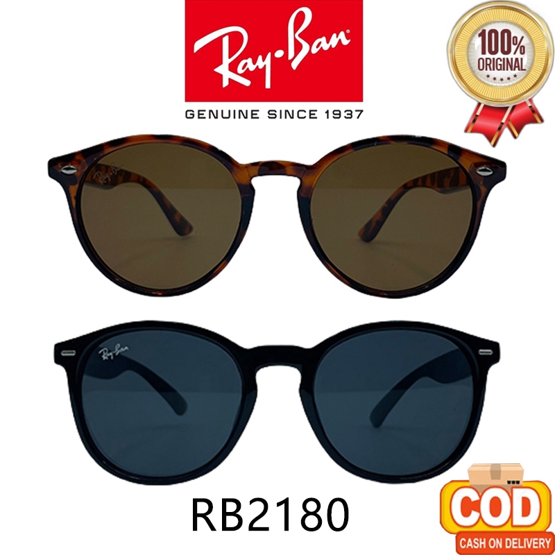 [100% Original]Ray-Ban Sunglasses ROUND BLAZE RB2180 Global Fitting men/women Black Grey Havana Brow