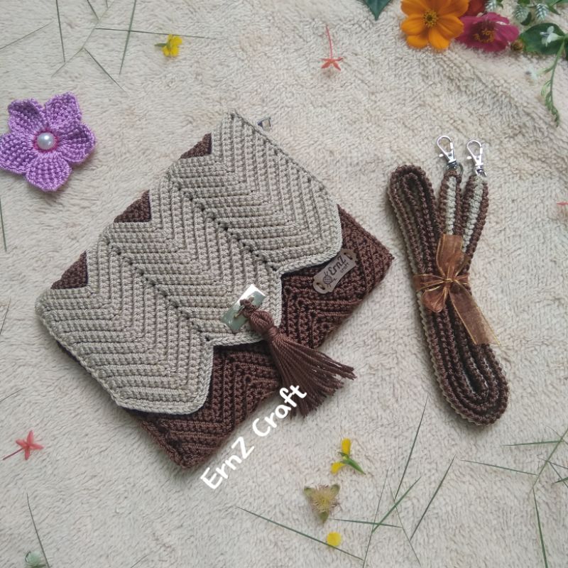Crochet Seva clutch Tas pesta rajut handmade unik cantik
