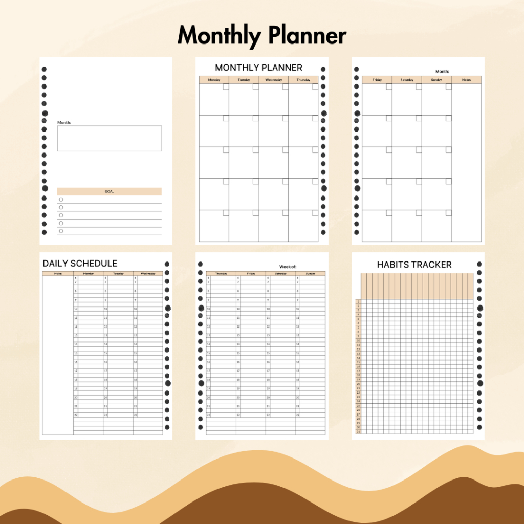 

Monthly Weekly Daily Planner Loose Leaf Isi Binder A5 B5