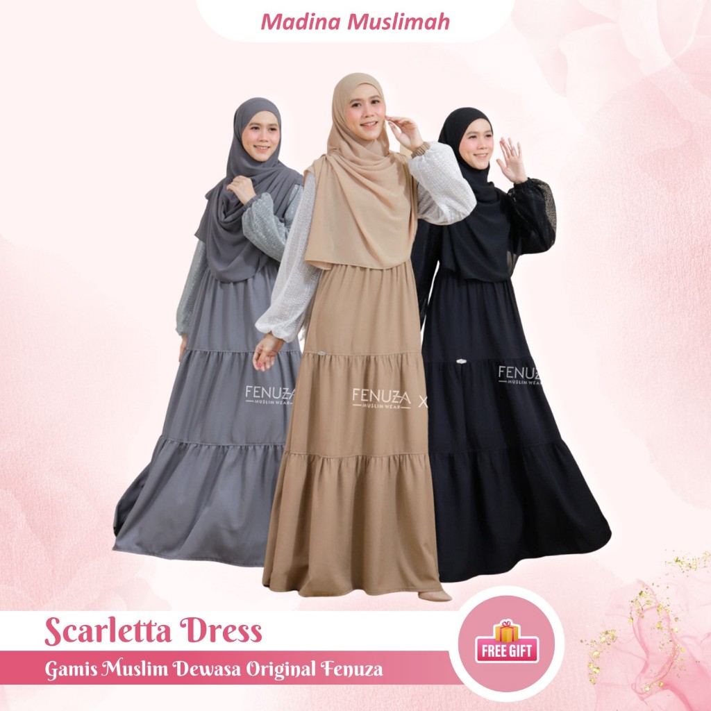[Original] Gamis Scarletta Dress Series by Fenuza | Dress Busui Crepe | Gamis Renatta Crepe mix Prem