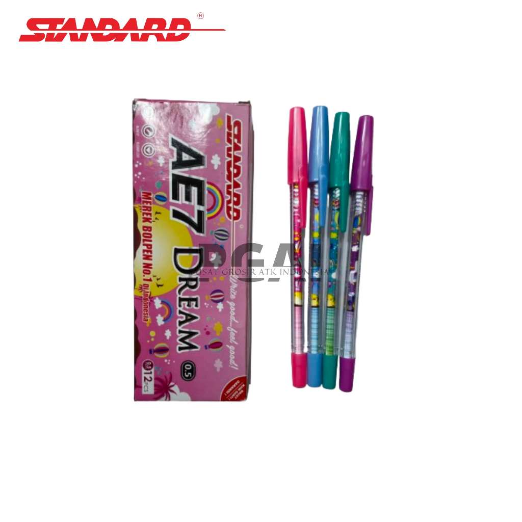 

BOLPOIN BULPOIN PULPEN BALLPOINT STANDARD AE7 DREAM 0.5 MM 1 PACK ISI 12 PCS PEN STATIONERY