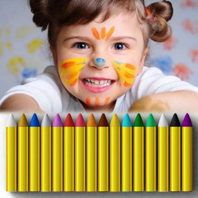 

KODE J18L 16 Warna Crayon wajah dan badan Face painting anak make up kid crayon kid kids stick set krayon wajah body face paint