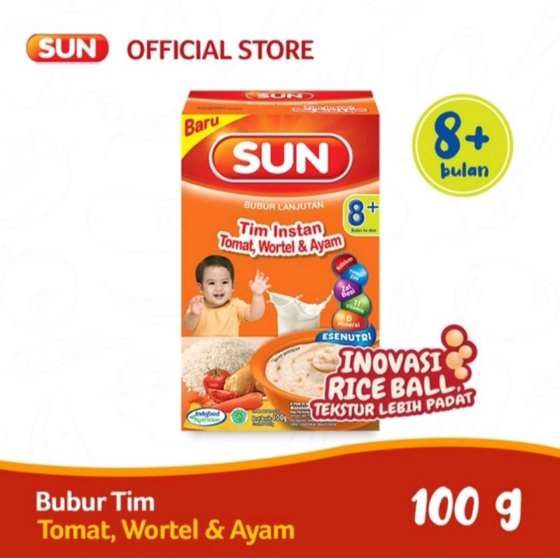 SUN BUBUR TOMAT WORTEL & AYAM 100GR / BUBUR MPASI BAYI 8 BULAN