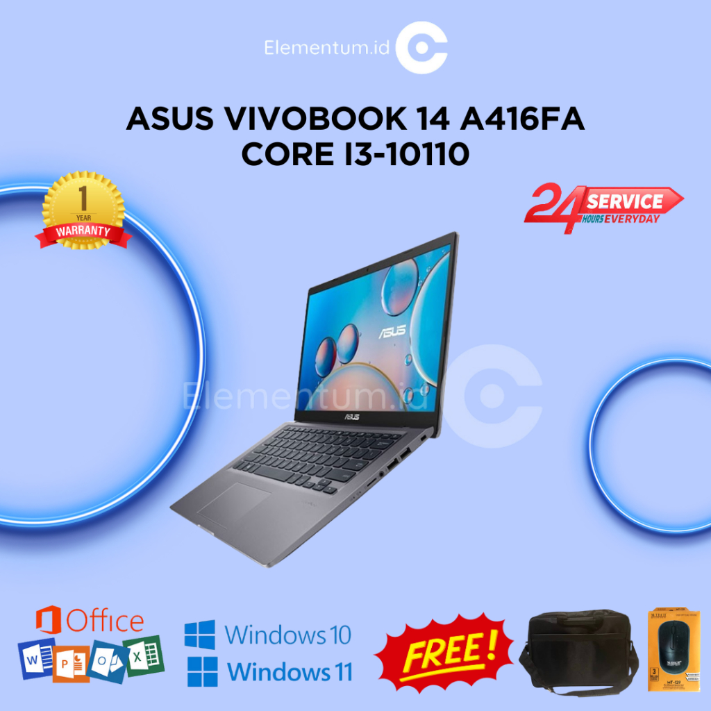 ASUS VIVOBOOK 14 A416FA CORE i3-10110 / 4GB 256GB SSD / 14" FHD WIN11