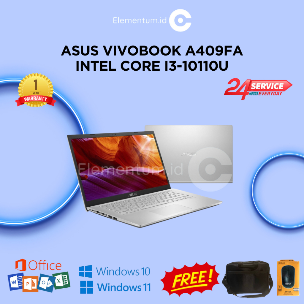 Laptop Asus Vivobook A409FA Intel Core i3-10110U- 4GB 256GB SSD - FHD
