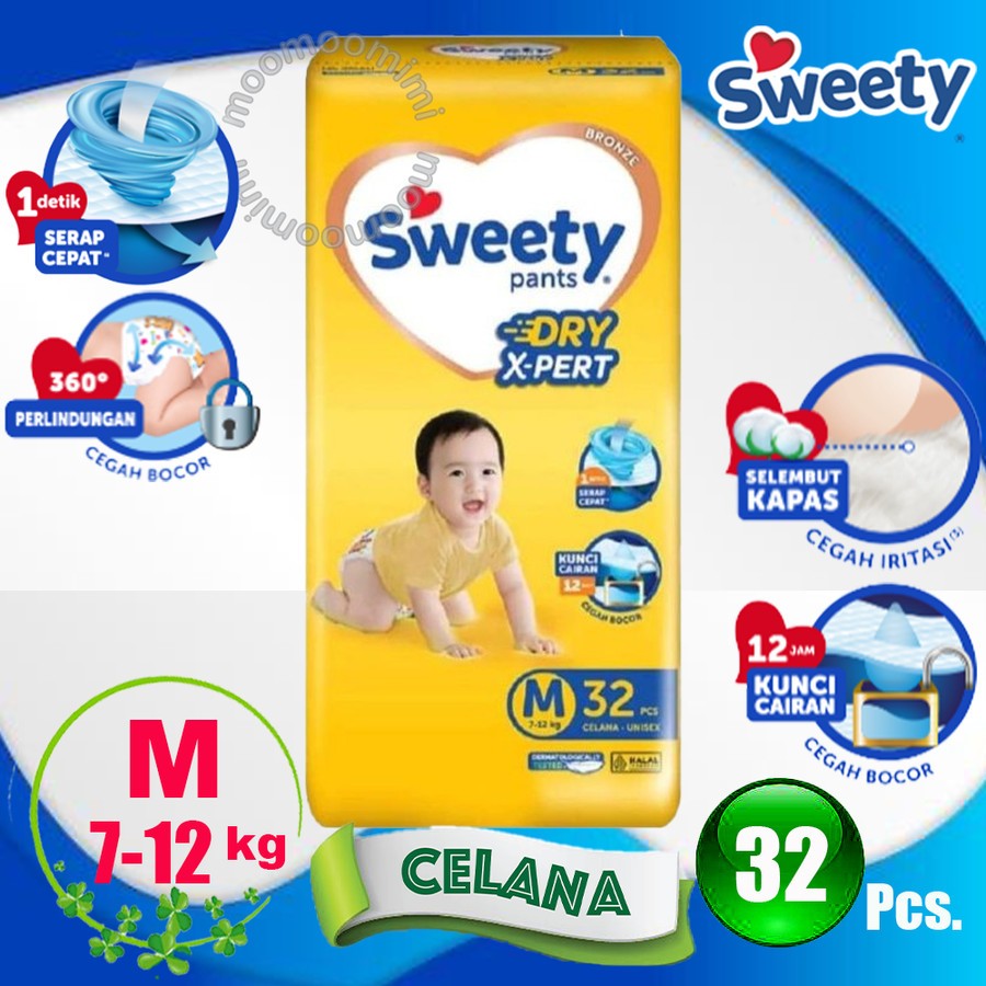Popok Bayi Sweety Bronze Pants Dry X-PERT M 32 - Popok Celana Baby Diaper Diapers