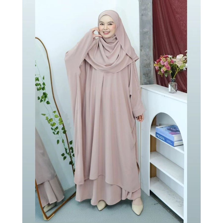 LESTI TUNIK SET PHASMINA Baju Gamis One Set Tunik Rok Dan Jilbab Phasmina Baju Abaya Malayu Jumbo Mo