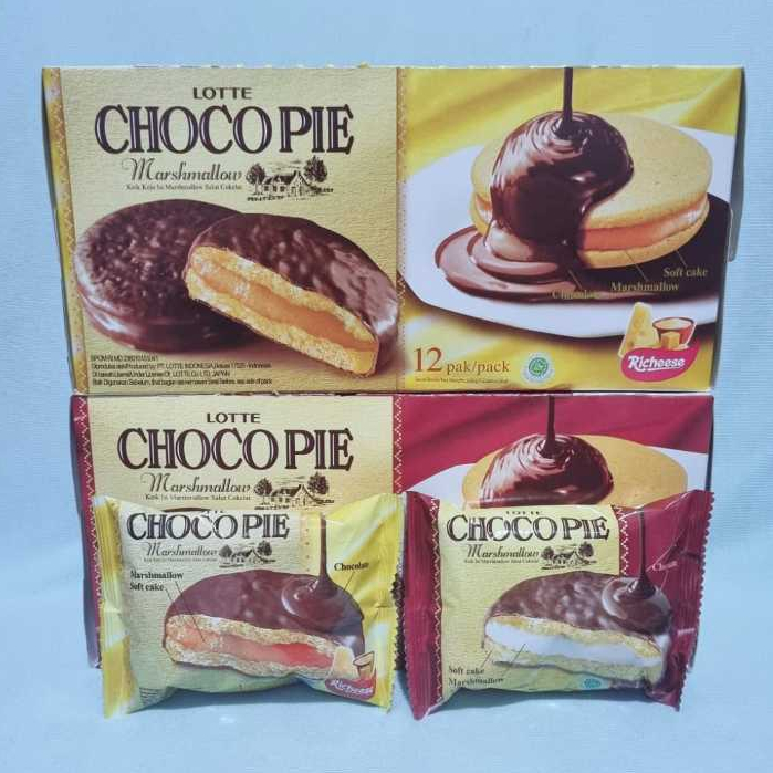 

Lotte Chocopie Marshmallow Coklat / Keju (1 Box isi 12 Pcs)