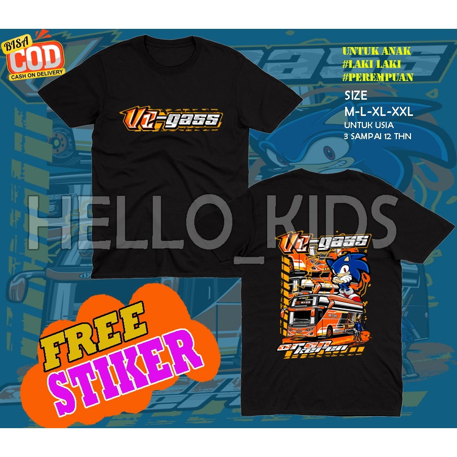 BAJU KAOS ANAK BUS MANIA VEGAS SONIS OREN KEREN BAJU KAOS ANAK BUS FREE STIKER BAJU KAOS ANAK GRATIS