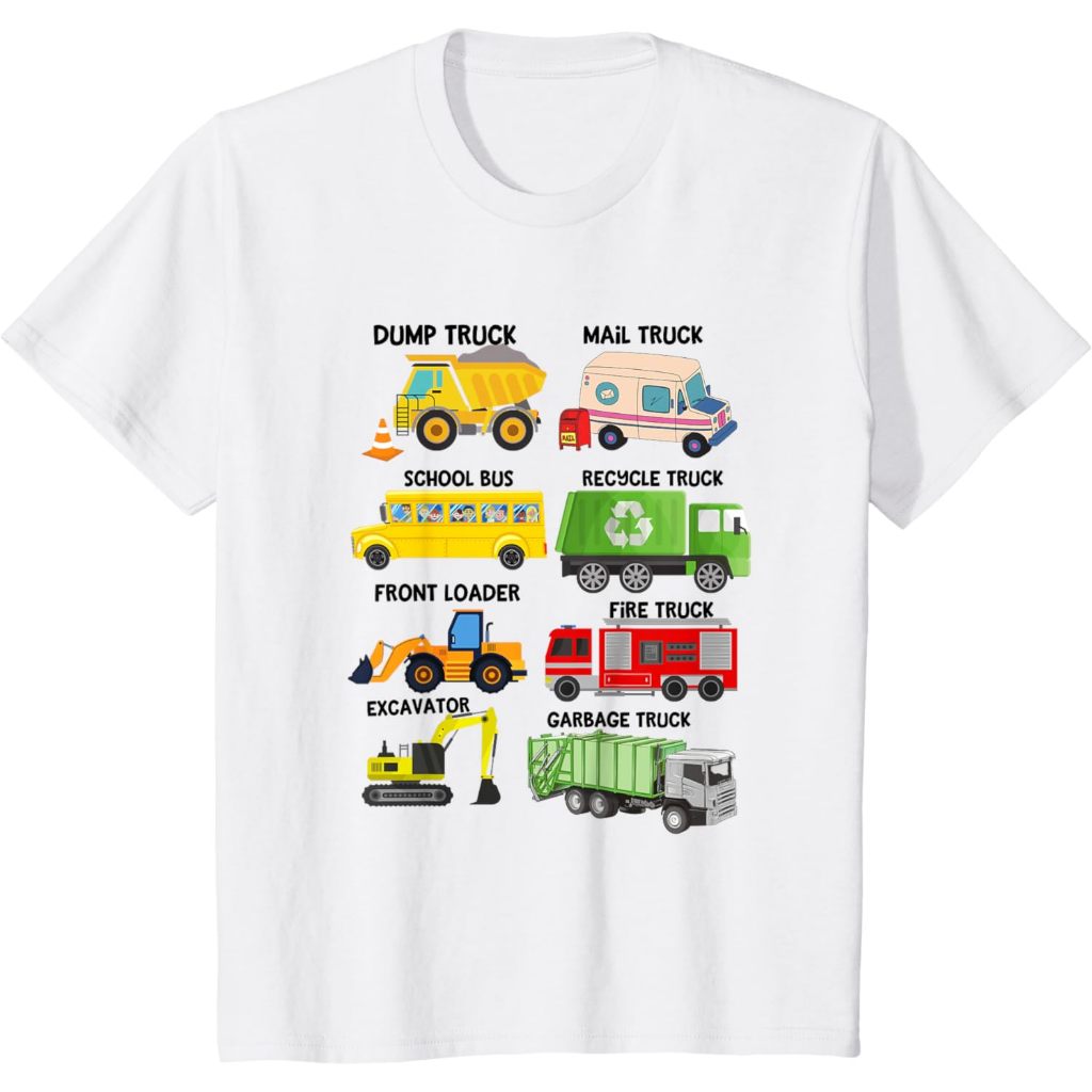 Baju Kaos Anak Distro Premium Kids Favorite Trucks Dump Truck Mail Fire Garbage Truck Recycle T-Shir