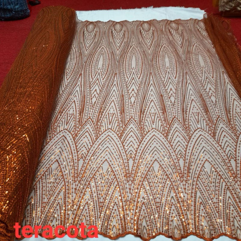 (COD) bakal kebaya embordire payett mewah/tille kebaya jual murah/kain pengantin