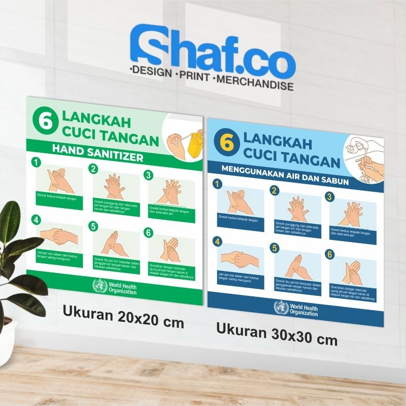 STICKER 6 LANGKAH CUCI TANGAN KEREN