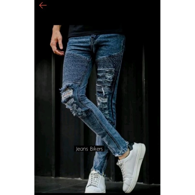 celana biker sobek sobek pria keren