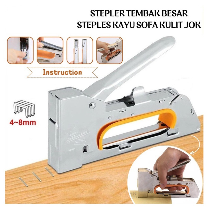 

KODE A93X Staples Tembak Gun Tacker Powerful Stapler Silver