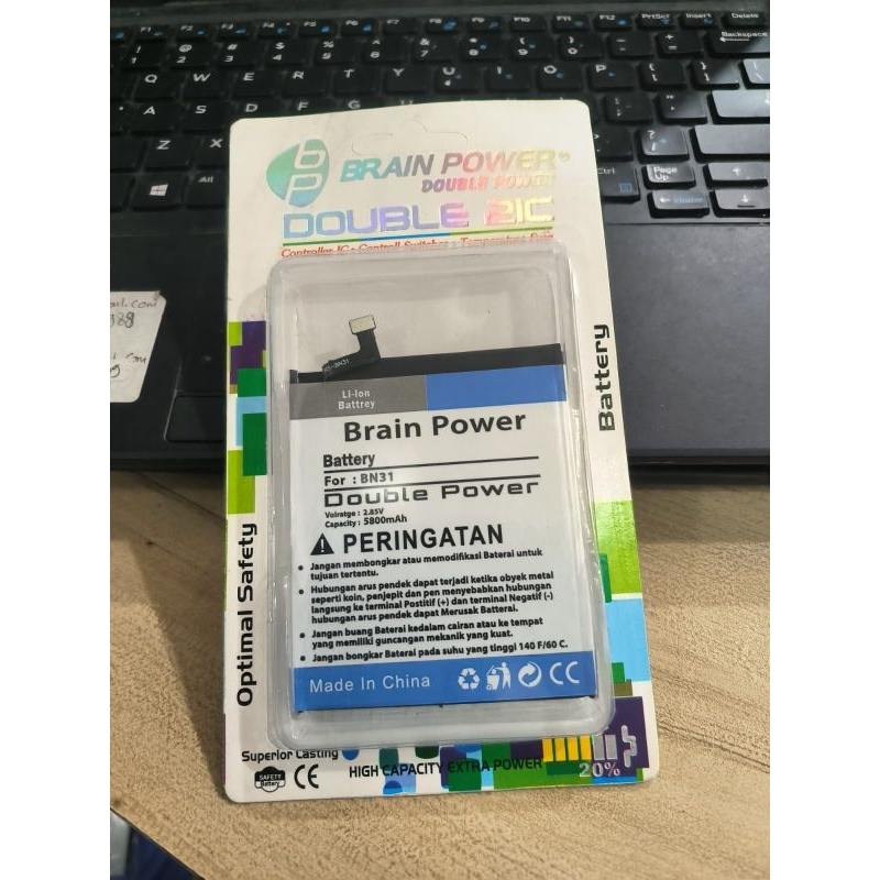BATERAI BATTERY BATT BATERE XIAOMI REDMI NOTE 5A MI5X MI 5X MI A1 MIA1 BN 31 BN31 DOUBLE POWER BRAIN