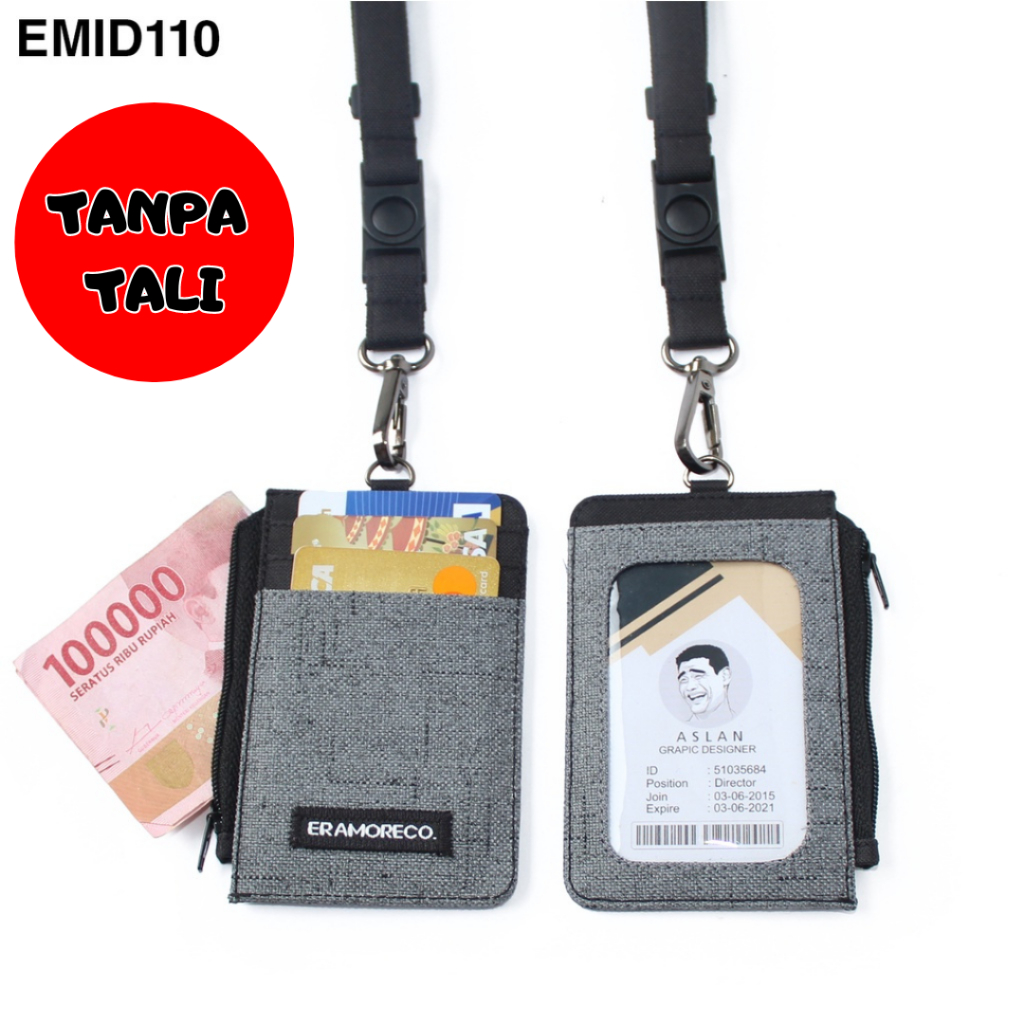 

EMID110 name tag gantungan dompet ID card holder TANPA TALI abu serat