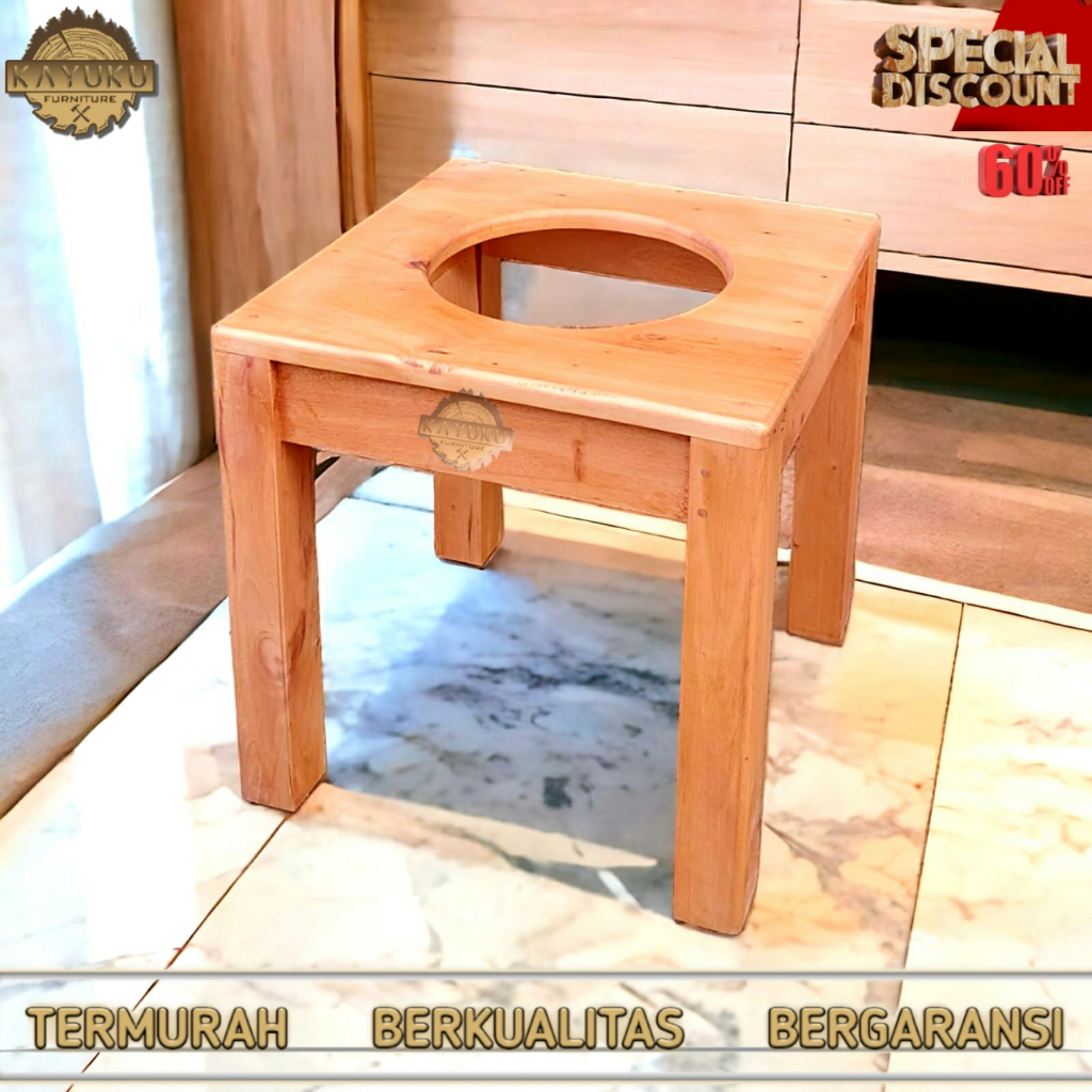 TERMURAH Kursi WC Jongkok Kursi Toilet kayu Mahoni Duduk Kursi Closet Portable  Duduk Untuk Orang Tu