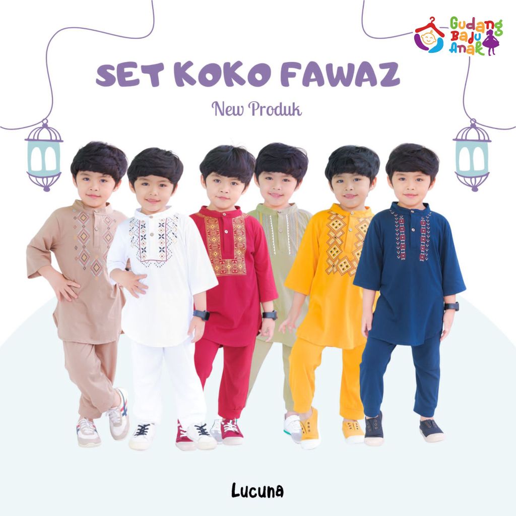 Setelan Koko Fawas Lucuna Usia 1-5 Tahun