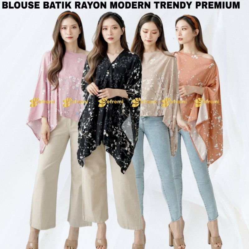 BLOUSE BATIK RAYON MODERN TRENDY/ATASAN BLOUSE BATIK WANITA MODERN/BAJU BLOUSE JUMBO#ATASAN JUMBO EF