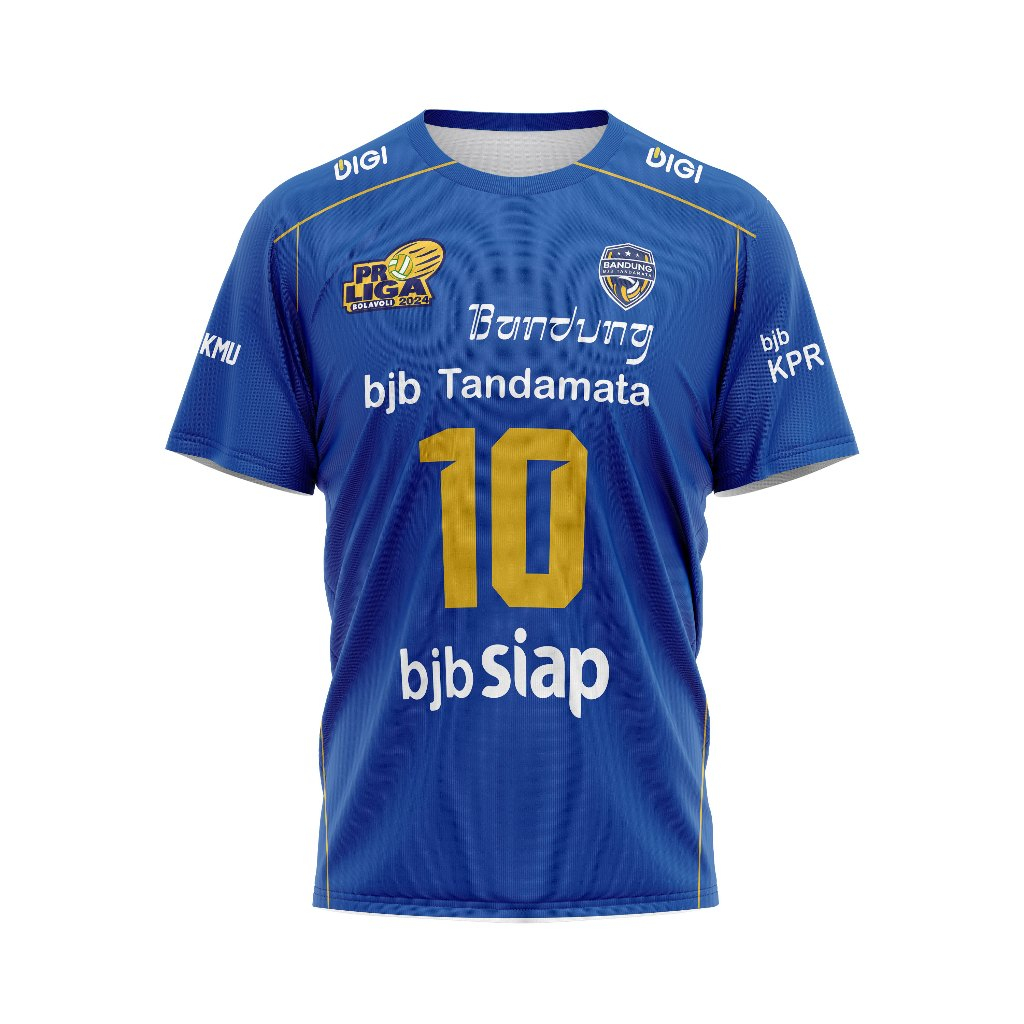 Baju Kaos Jersey Voli Olahraga Volley ProLiga BJB Tandamata Bandung 2024 Biru Dewasa Pria Custom Ful