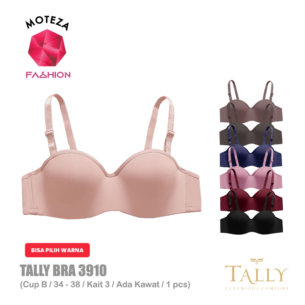 Tally 3910 Bra BH Wanita | Kawat | Busa Sedang | 1/2 Cup B | Kait 3 | Size 34 - 38