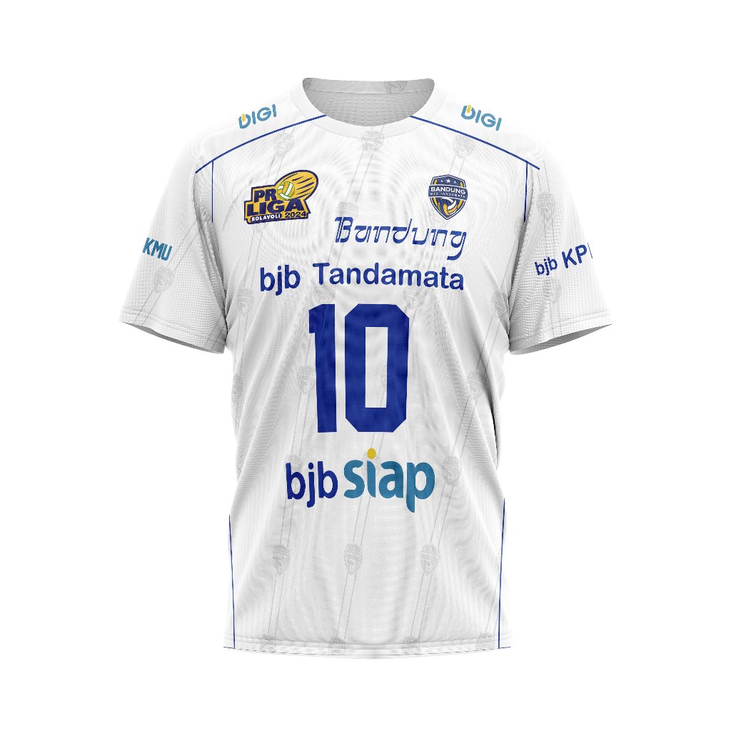 Baju Kaos Jersey Voli Olahraga Volley ProLiga BJB Tandamata Bandung 2024 Putih Dewasa Pria Custom Fu