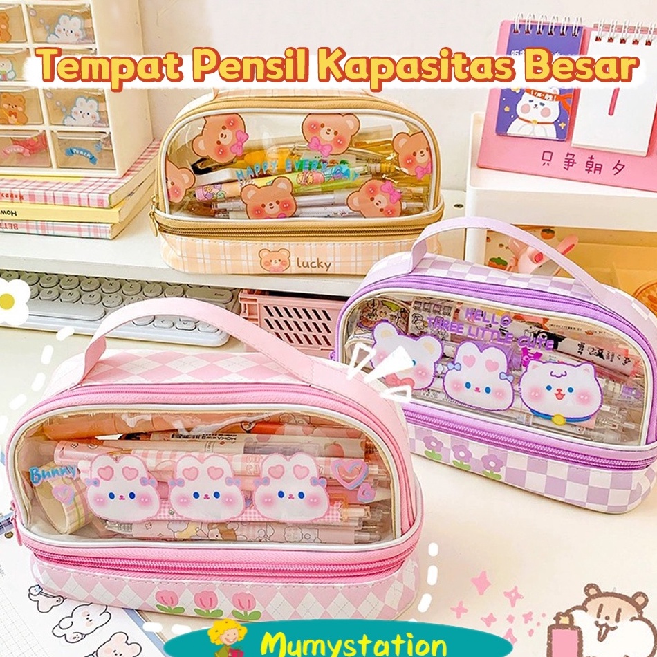 

KODE U2K9 Mumystation Tas Alat Tulis Transparan Berkapasitas Besar Tempat Pensil Murid Lucu Kotak Pensil Anak