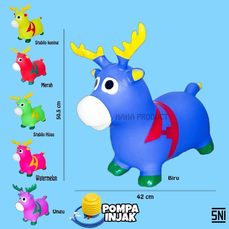Mainan Jumping Karet Anak Bentuk Hewan Music Rusa duduk| Lucu Ukuran Jumbo Besar Hadiah Kado Ulang T