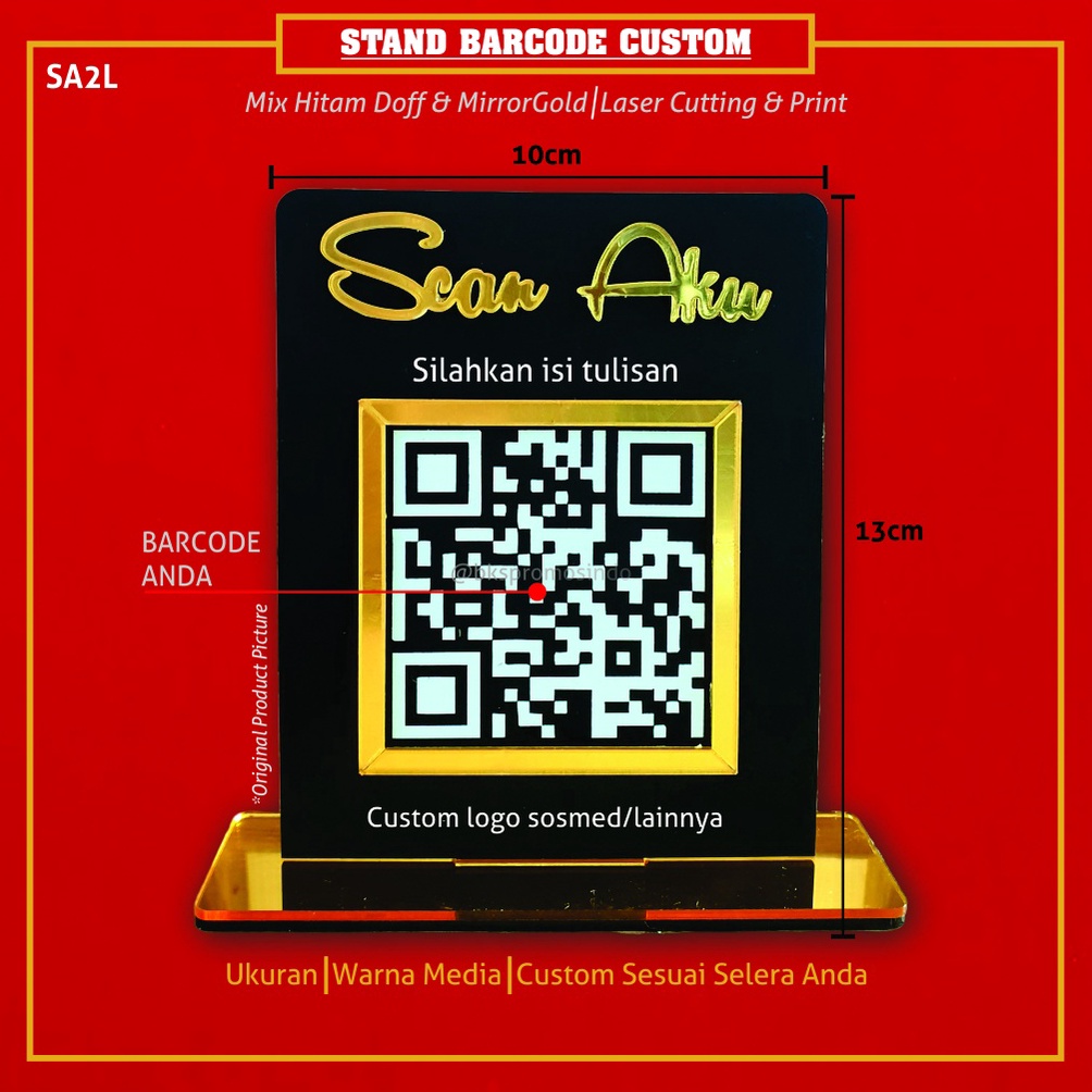 KODE G28P Stand Barcode Qris Qr code akrilik Custom