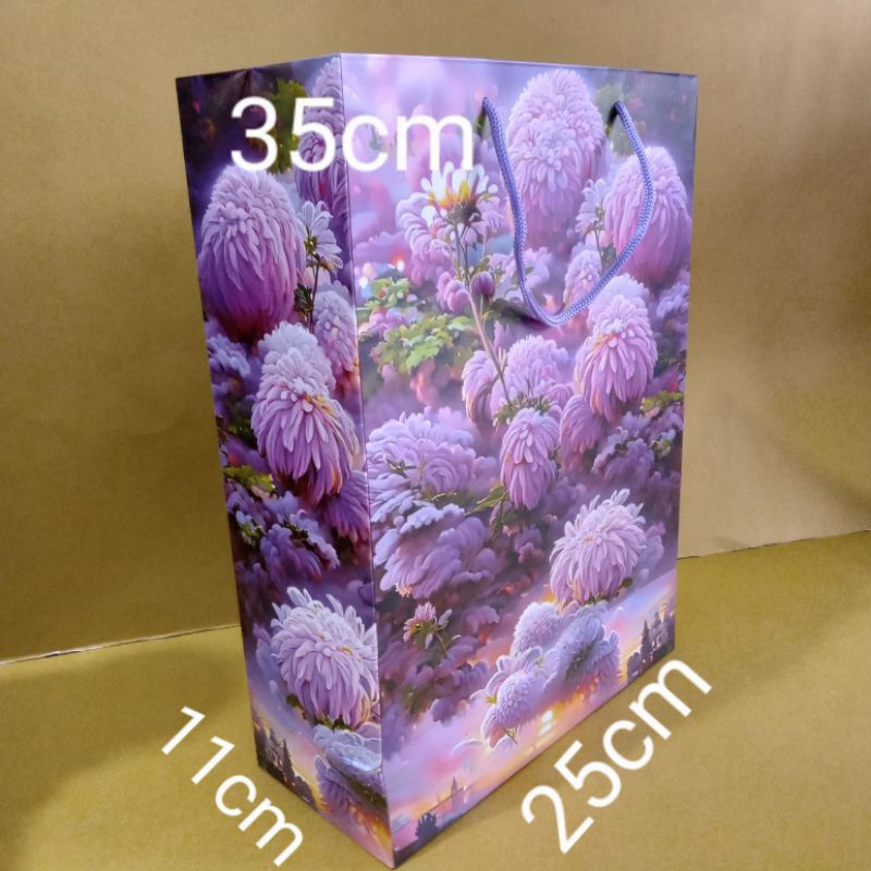 

paperbag glosy motif bunga ukuran L (25×11×35)cm isi 12 pcs/pack