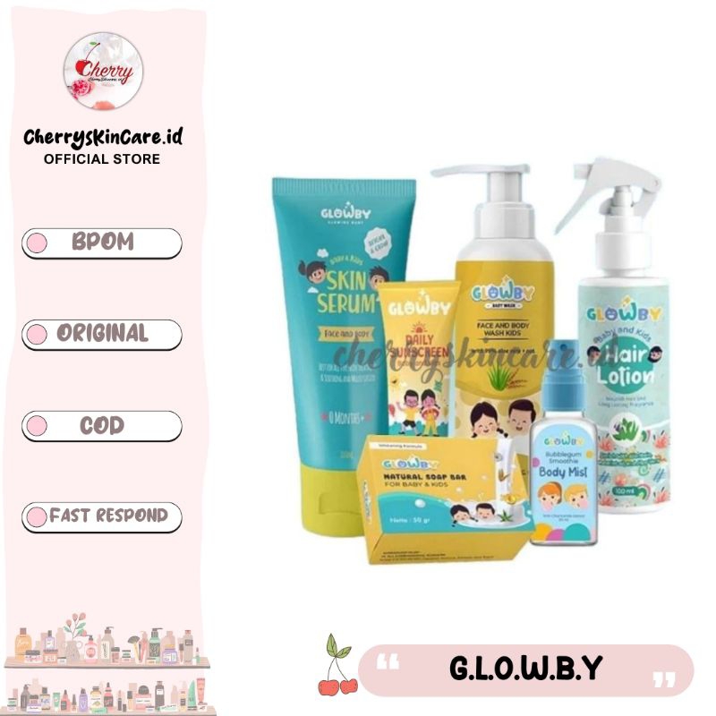 ❣️Cherryskincare.id❣️GLOWBY Skin Serum-Natural Soap-Sunscreen-Face & Body Wash-Body Mist-Hair Lotion