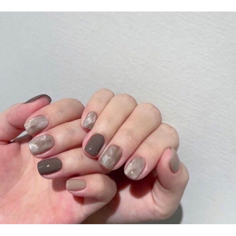 Marble Brown Nails - PRESS ON NAIL / KUKU PALSU / NAIL ART / KUKU PALSU MURAH / KUKU PALSU MEDAN / P