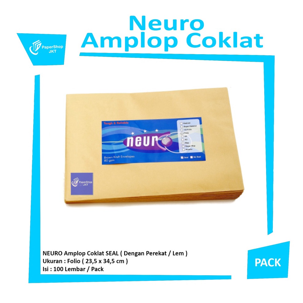 

KODE W6O3 NEURO Amplop Coklat Folio Seal 235 x 345 cm Pack