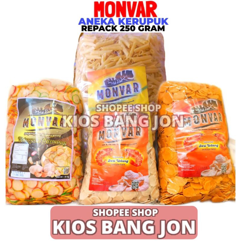 

Aneka Kerupuk Bawang, Sari Udang, Dan Kentang Repack 250 Gram Monvar