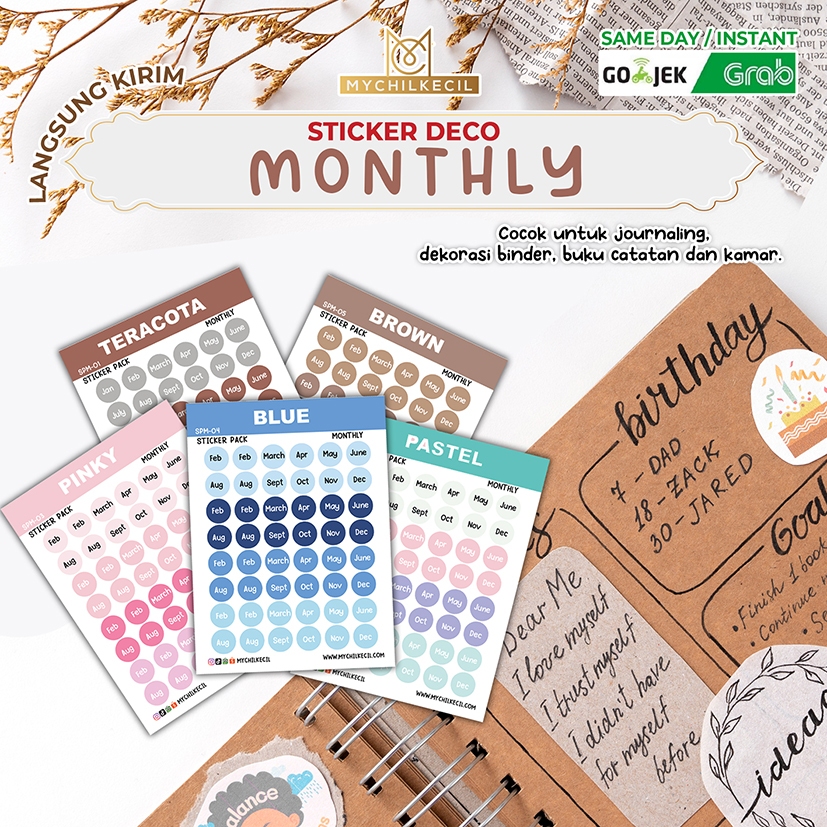 

Sticker DECO Mothly 1 cm Aesthetic / stiker bulan / stiker nama bulan / stiker scrapbook / stiker Deco