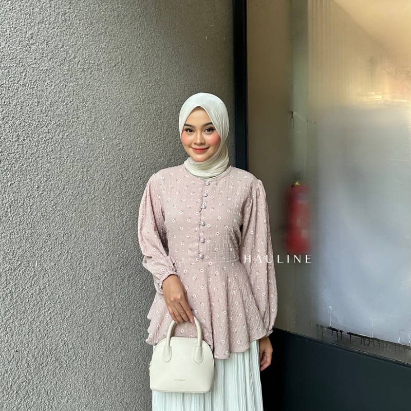 Hauline - AURELIE BLOUSE | BLOUSE CRINKLE MOTIF BUNGA