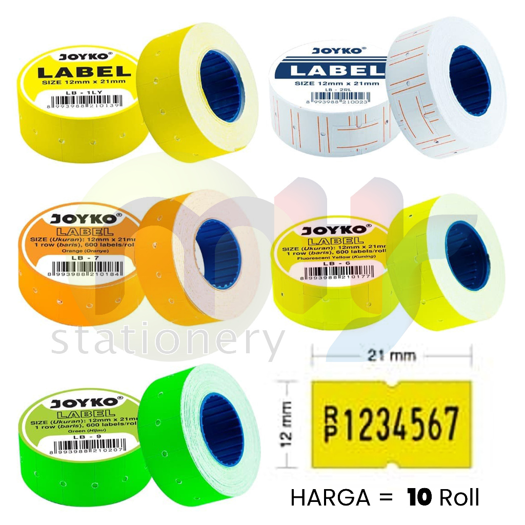 

Price Label Harga Joyko 1 Rows Baris 21 x 12 mm 10 Roll LB-