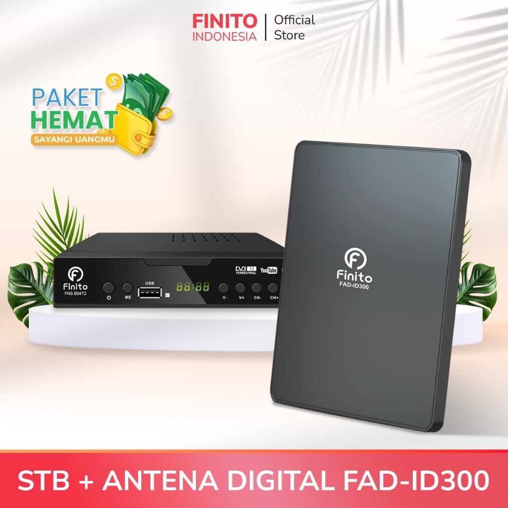 PAKET HEMAT STB+ ANTENA DIGITAL FAD - ID300 / STB + ANTENA F600-Z Free Kabel Sudah Signal Booster
