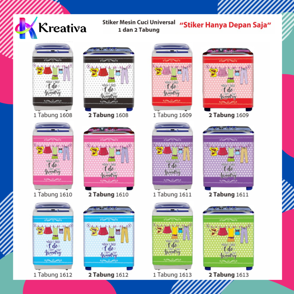 Stiker Mesin Cuci 1 dan 2 Tabung LAUNDRY